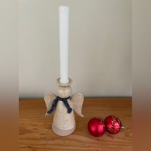 Studio pottery bell Angel Candle Holder-signed